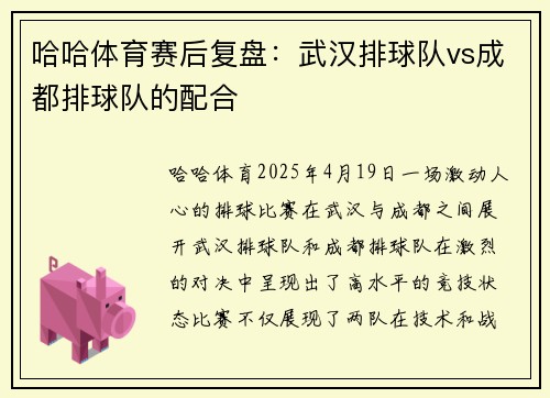 哈哈体育赛后复盘：武汉排球队vs成都排球队的配合